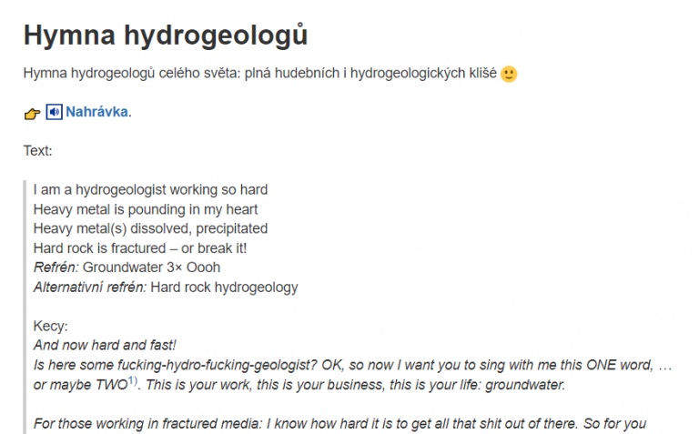 Mezinárodní hymna hydrogeologů